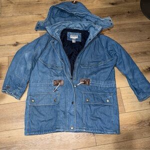 Vintage Women’s Fashion Elements Insulated‎ Denim Hooded Jacket 1XL
